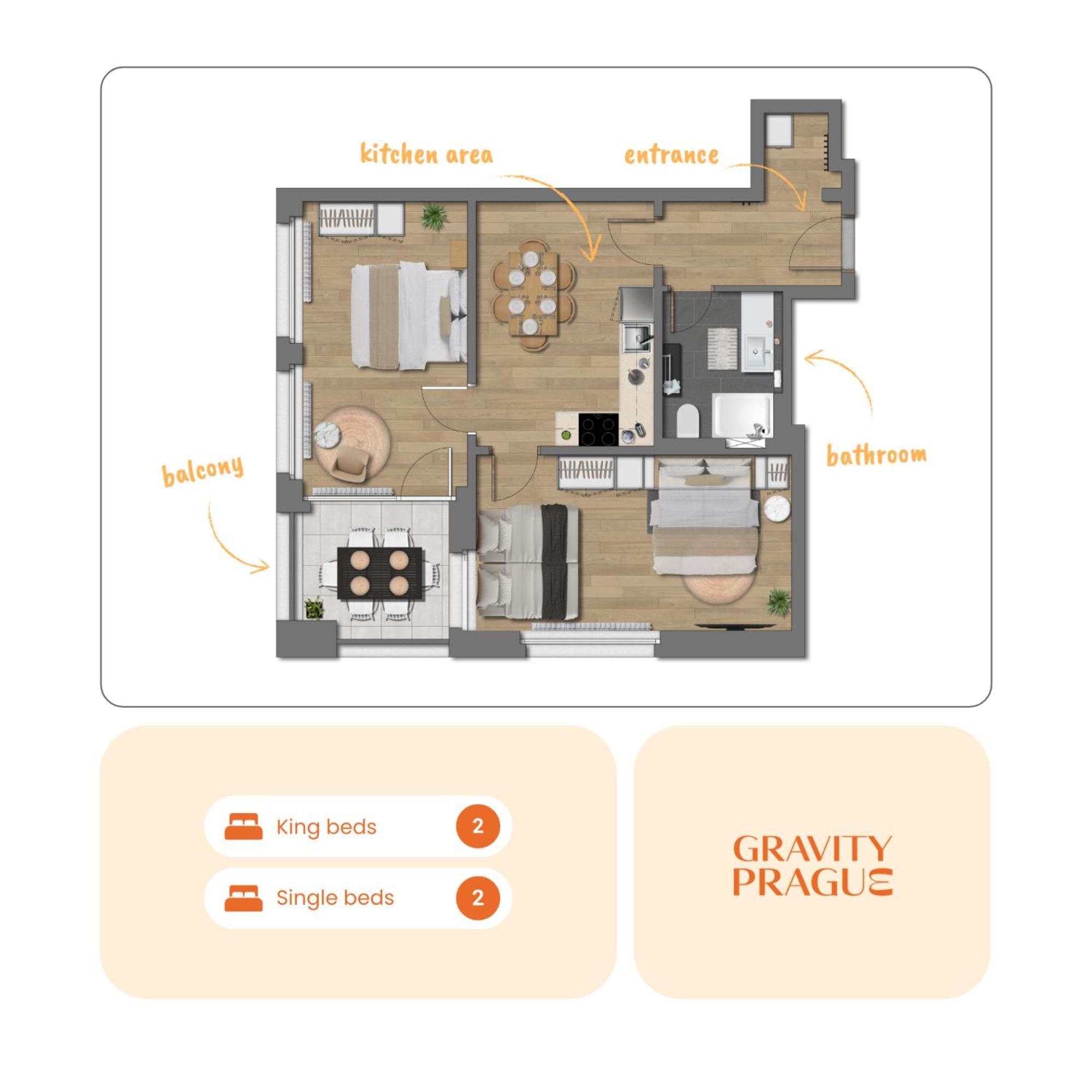 Bright 2Br - 5Th Floor, Balcony, Free Parking By Gravity Pragueアパートメント エクステリア 写真